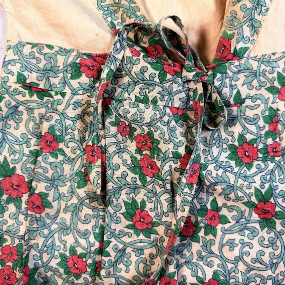 VTG Clothes Line Clothes Pin Holder Bag Hand Made 1960's Floral Dress Laundry